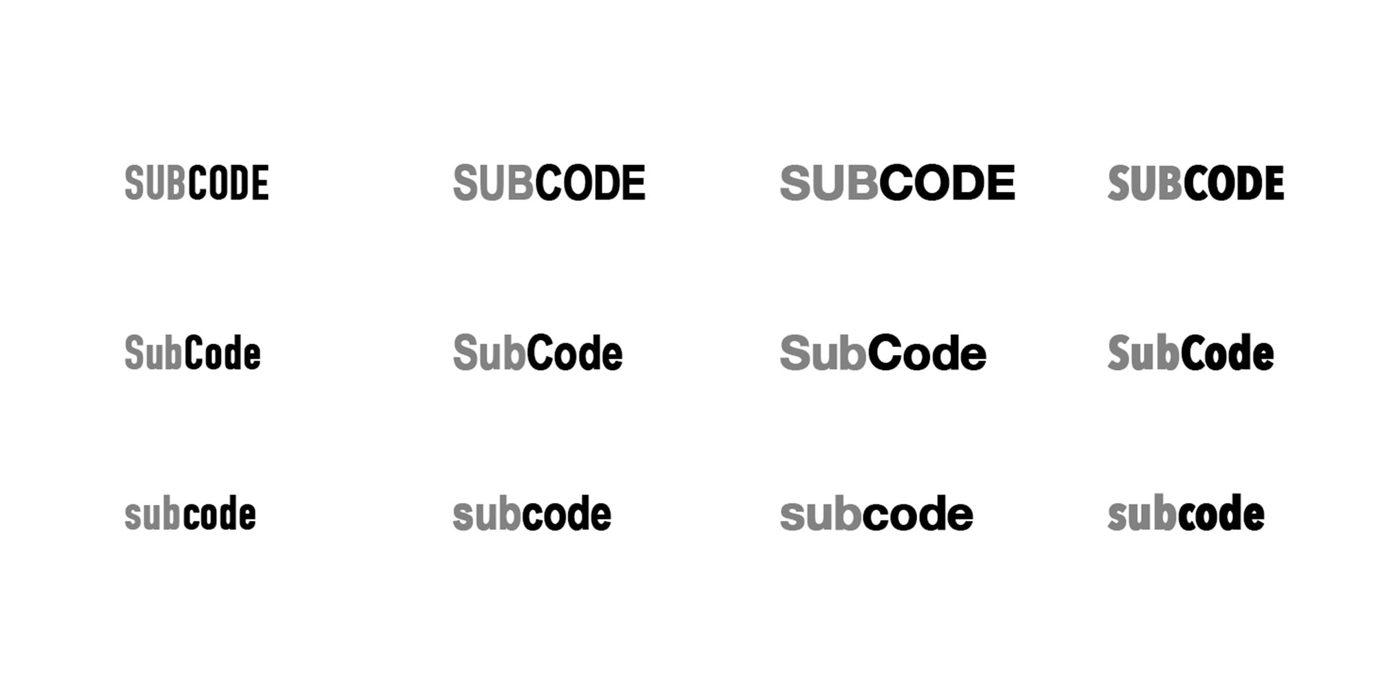 Subcode idea generation fonts