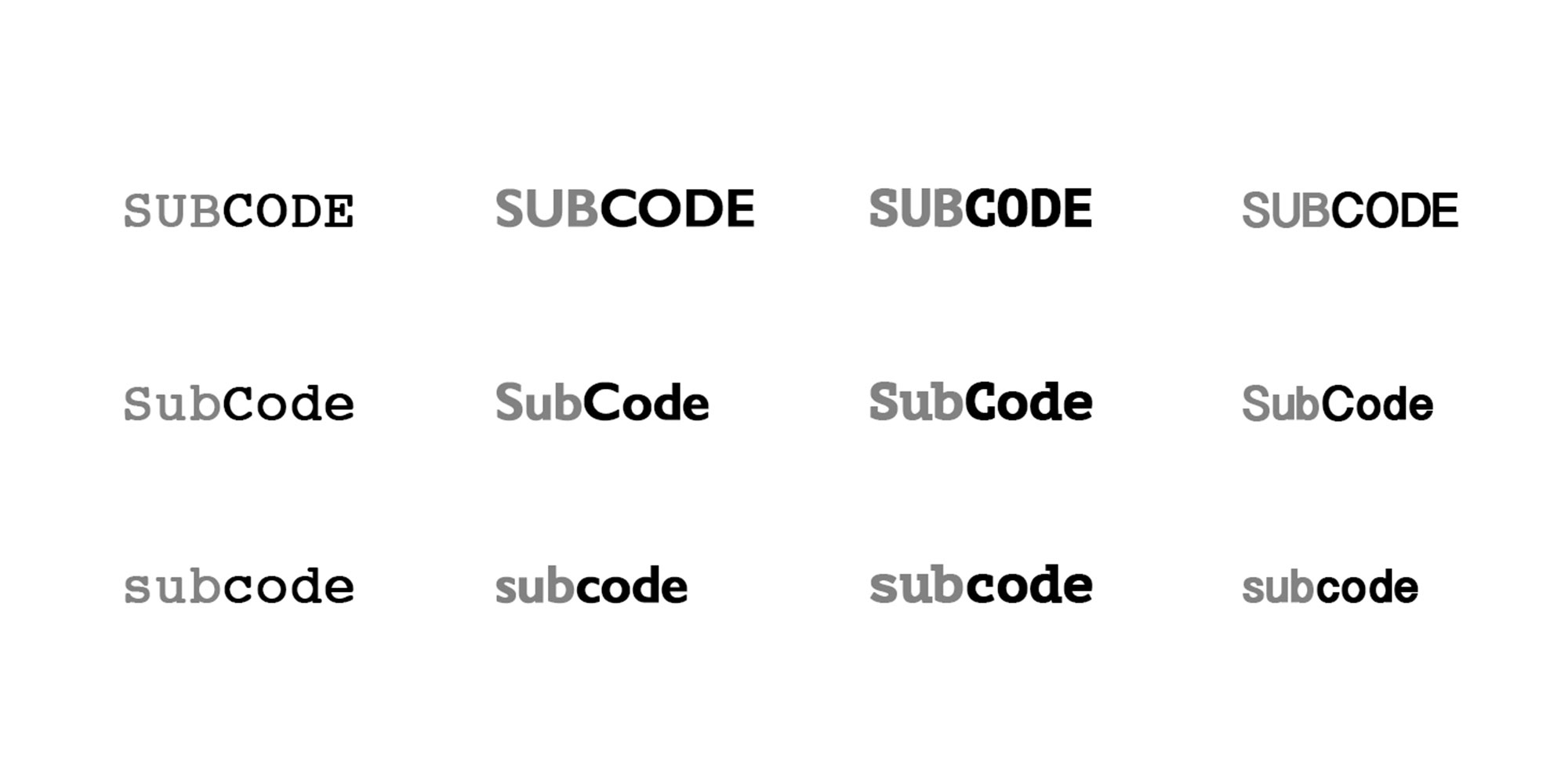 Subcode idea generation fonts